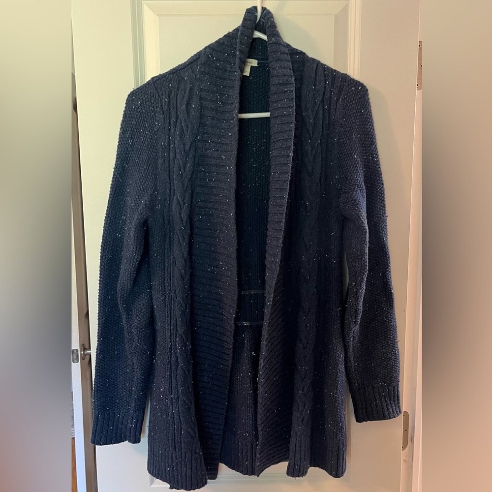 L.L.Bean navy blue cardigan sweater, size small